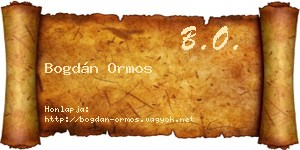 Bogdán Ormos névjegykártya